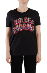 Dolce & Gabbana Black Logo Print Cotton Crew Neck Tee T-shirt -   -  Dolce & Gabbana.